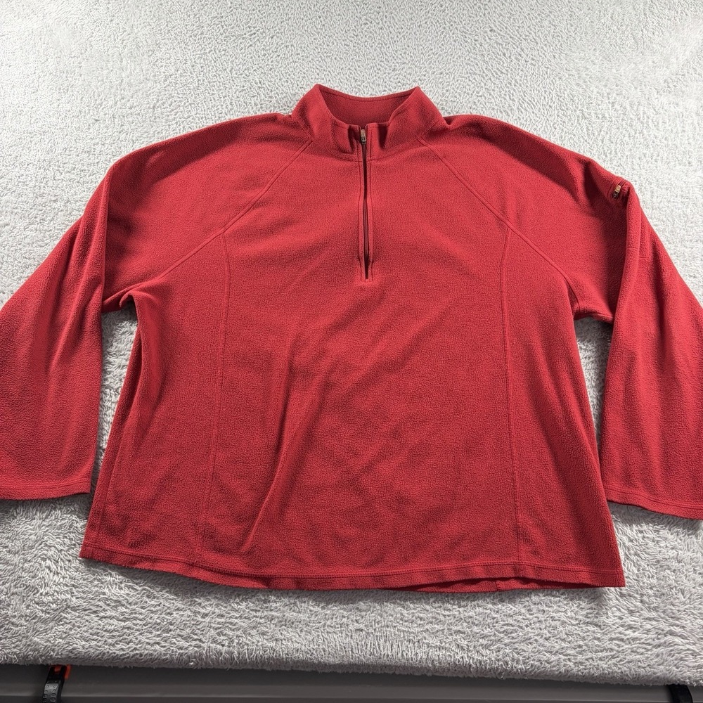 L.L Bean Quarter Zip Fleece Sweater Womens 3x Red Pullā Over